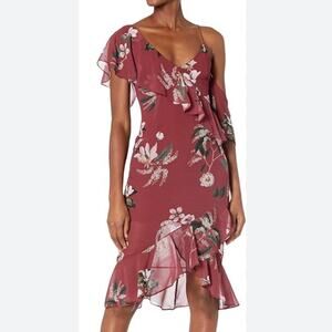 Keepsake the Label Every Way Asymmetrical Ruffle Floral Dress Size M